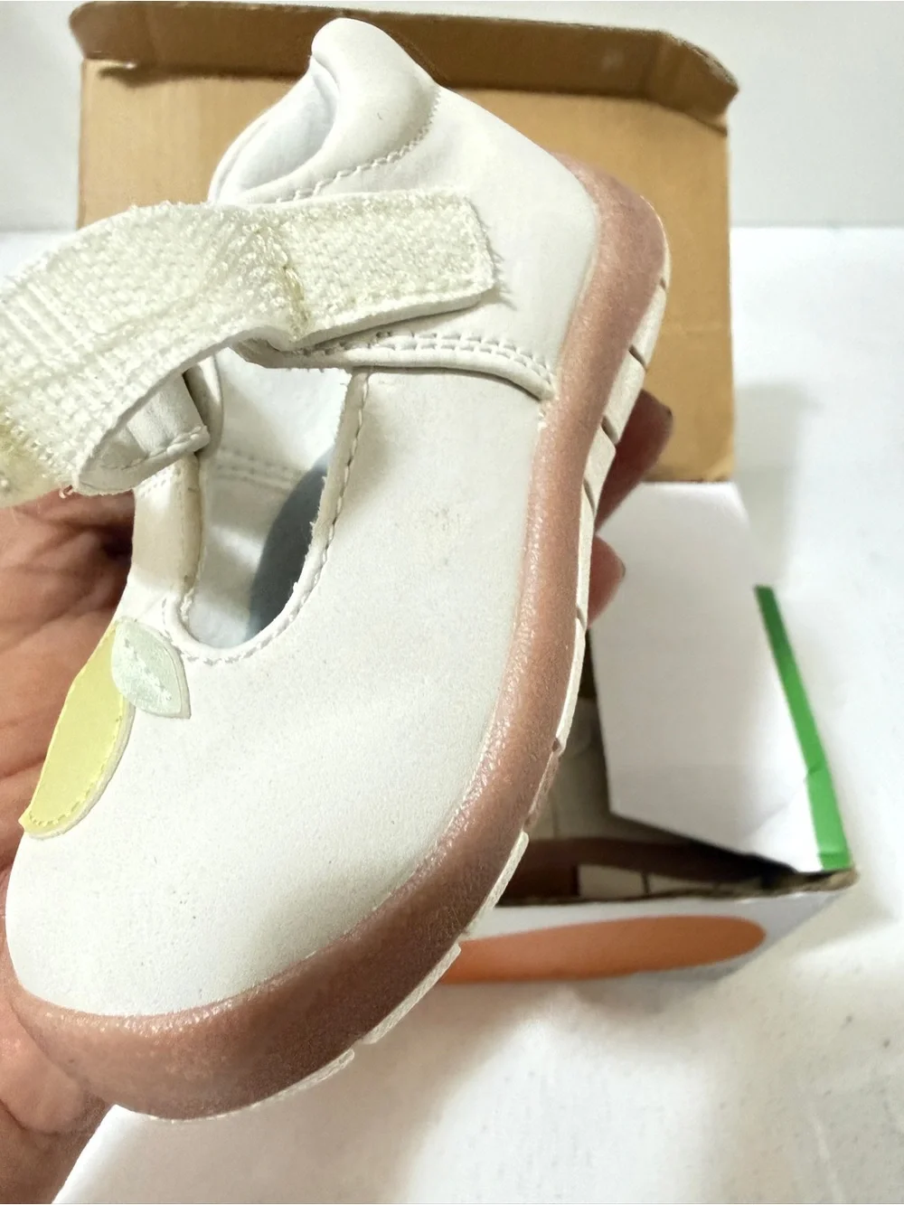 White and Yellow Baby Mary Jane Shoes